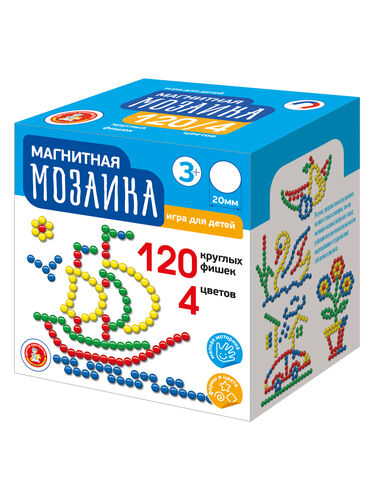 Мозаика магнитная круглая d20/4 цв/120 эл new