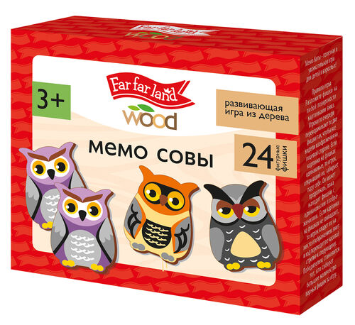 Игра настольная МЕМО "Совы" Far far land wood  (24 фишки в коробке)