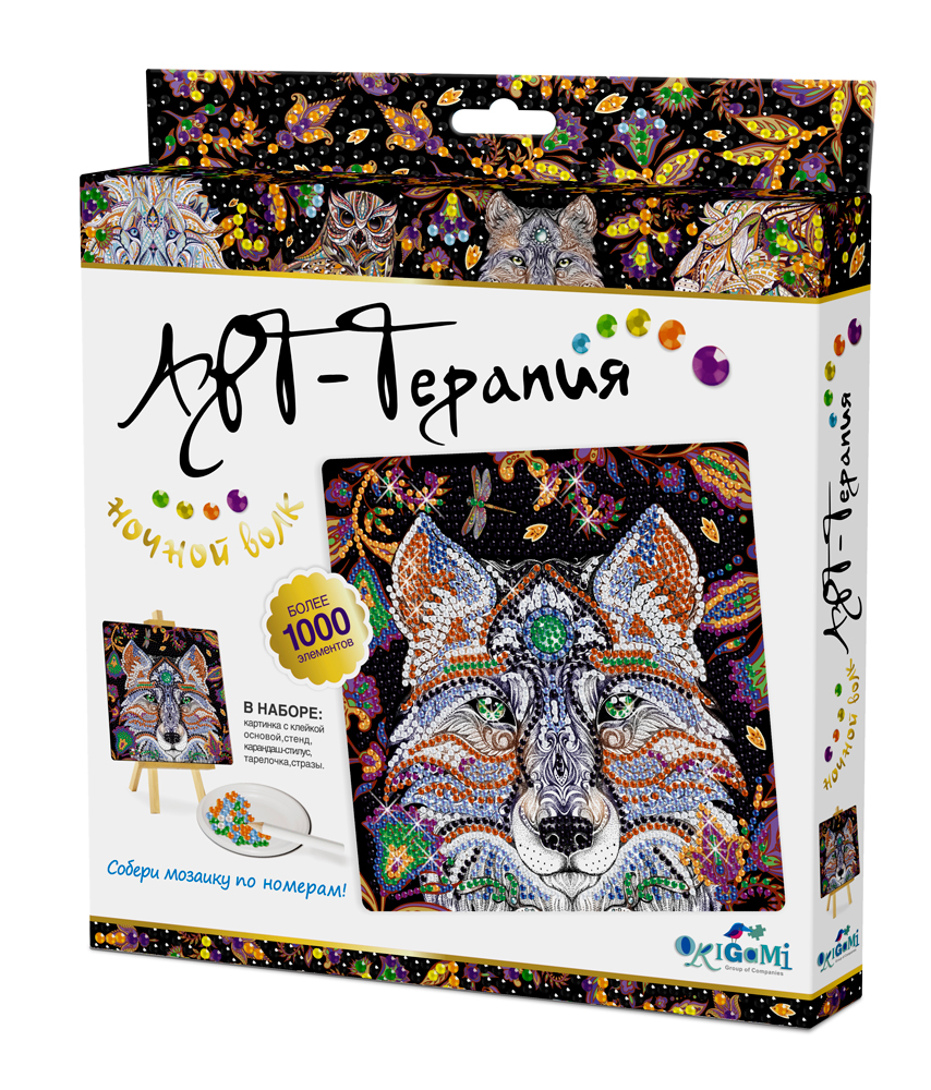 Арт-терапия. Алмазные узоры. 20х20 см. Ночной Волк  арт. 03214
