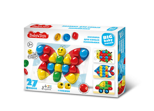 Мозаика для самых маленьких Baby Toys  "Бабочка" d40/4 цв/ 27 эл 