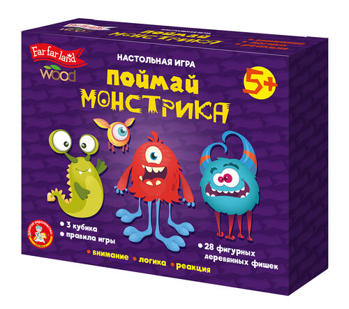 Игра настольная деревянная "Поймай монстрика" Far farland Wood