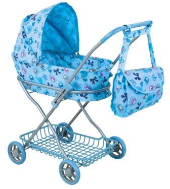 Коляска для кукол прогулочная (металл), корзина, сумка в/п 59*35*12 см