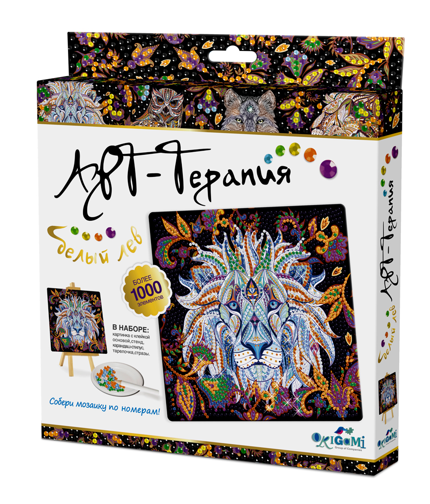 Арт-терапия. Алмазные узоры. 20х20 см. Белый лев  арт. 03217