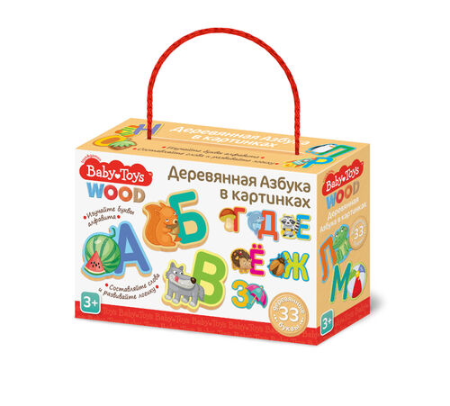 Игра развивающая "Азбука деревянная в картинках" Baby Toys Wood 