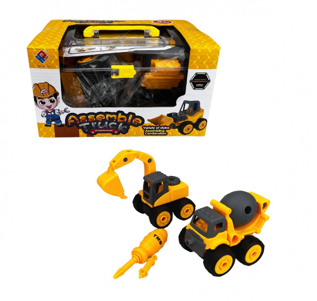 Конструктор с отверткой  Машинка спецтехники, с аксессуарами