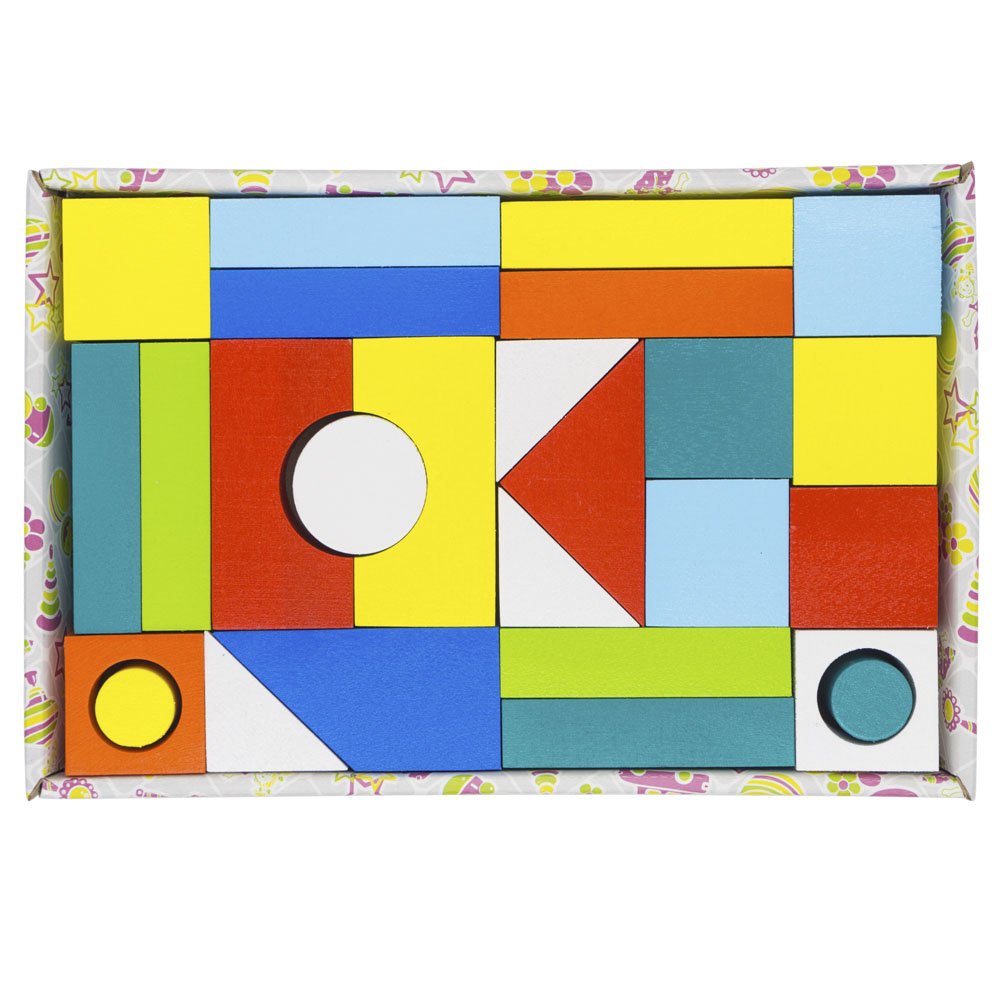 Конструктор деревянный  окрашенный, 26 деталей