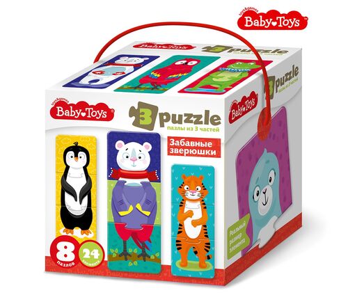 Пазлы тройные "Забавные зверюшки" Baby Toys 24 эл НЗ