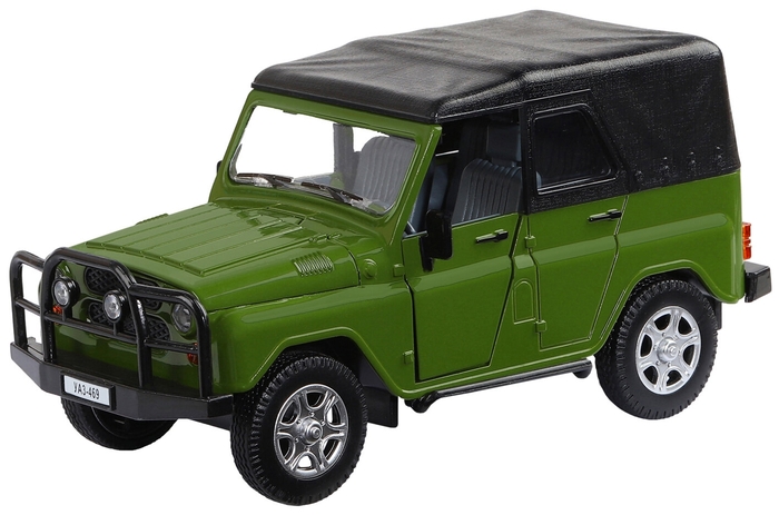 Машинка металлическая, УАЗ-469, масштаб 1:24, цвет хаки