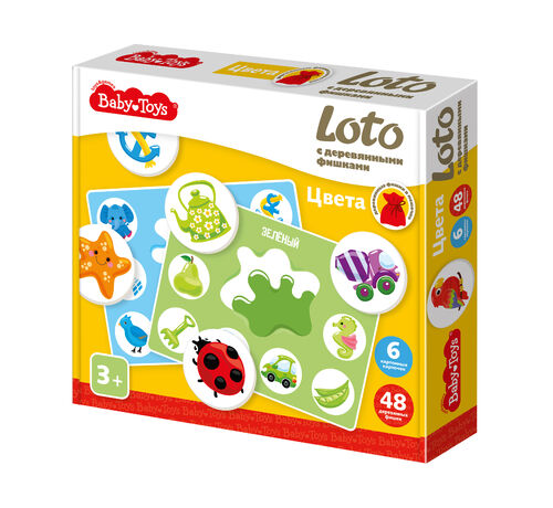 Лото с деревянными фишками "Цвета" Baby Toys
