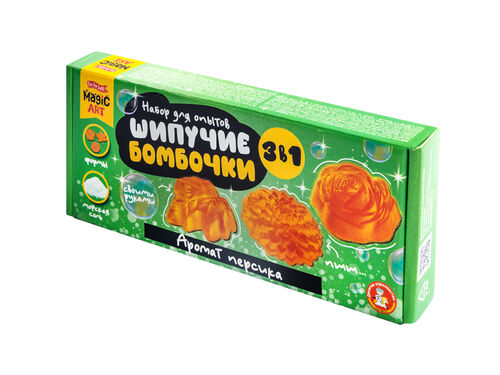 Набор для опытов "Шипучие бомбочки. Аромат персика" 3 в 1 