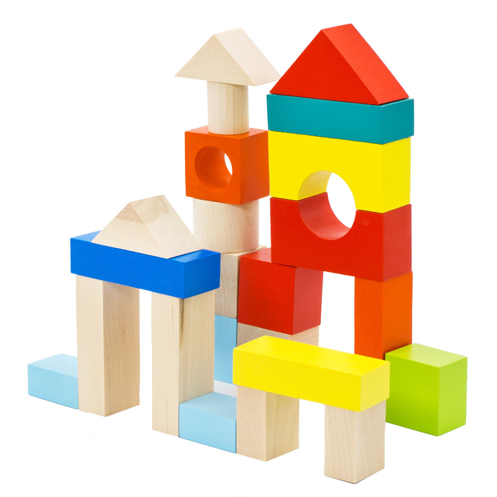 Конструктор деревянный наполовину окрашенный, 23 детали