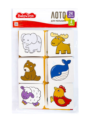 Лото для малышей Зверята  (4 карточки, 24 фишки) Baby Toys