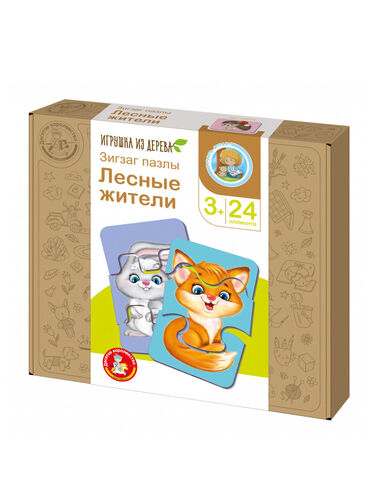 Пазлы из дерева. Зигзаг пазлы "Лесные жители" 24 эл