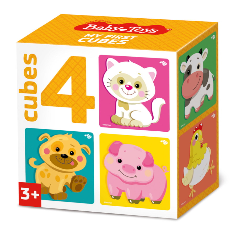 Кубики "Домашние животные" (без обклейки) 4 шт BABY TOYS