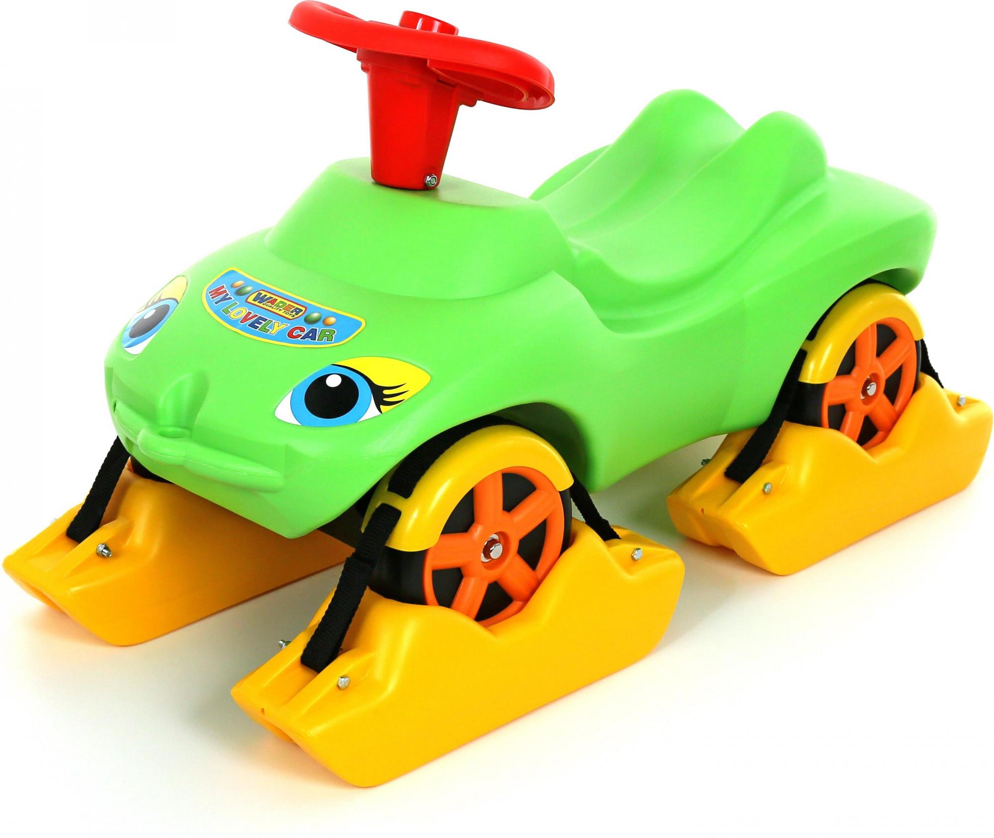 Каталка "Мой любимый автомобиль" зелёная со звуковым сигналом многофункциональная--