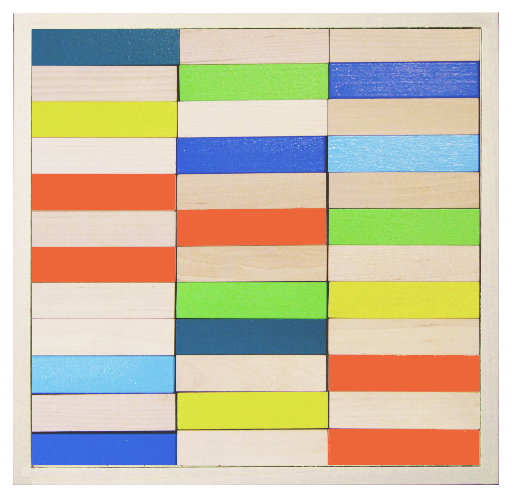 Набор «Кирпичики» деревянный наполовину окрашенный, 36 шт. в наборе