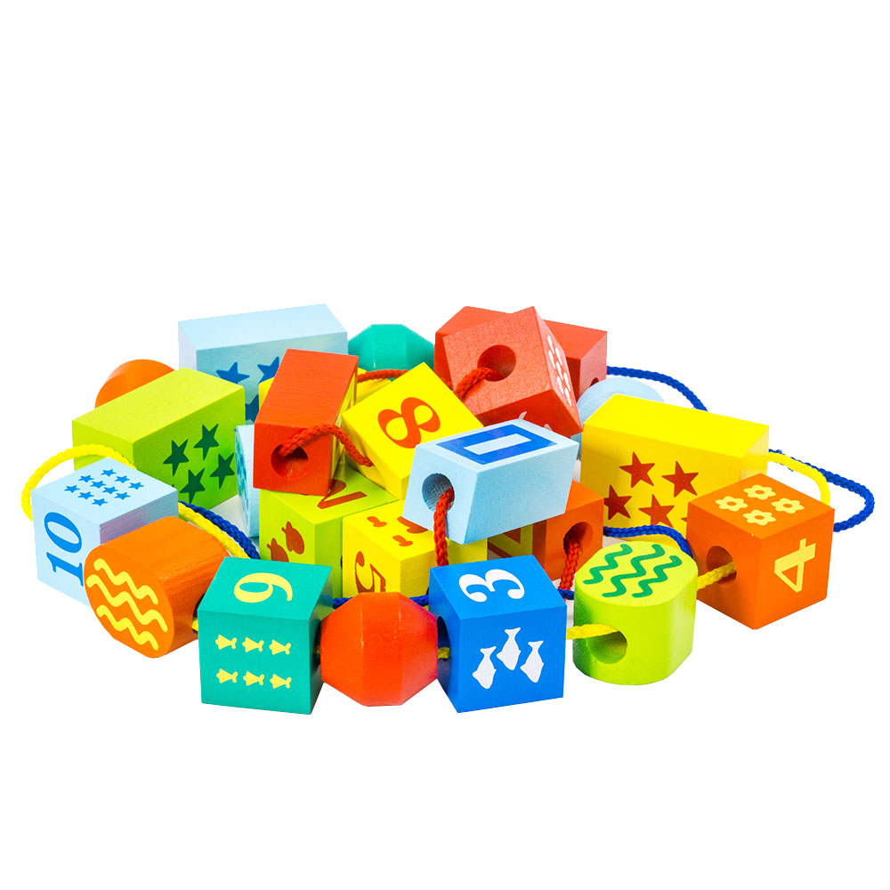 Деревянный конструктор «Шнуровочка»  с цифрами,   25 деталей