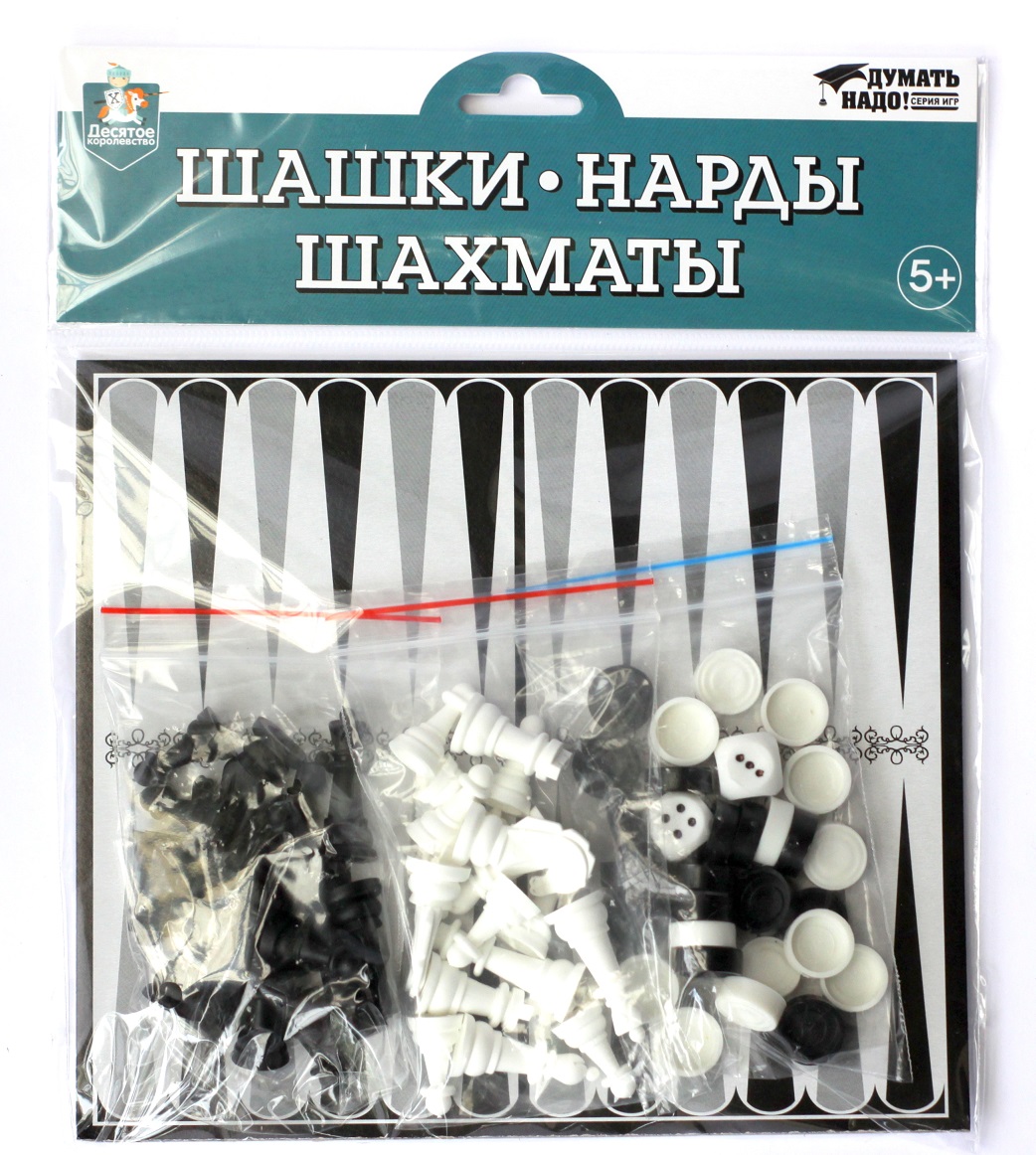 Игра настольная "Шашки-Нарды-Шахматы" европодвес