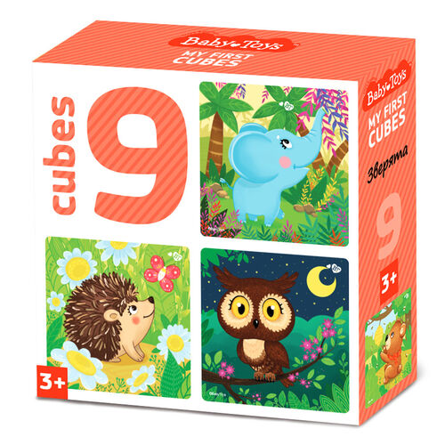 Кубики "Зверята" (без обклейки) 9 шт Baby Toys