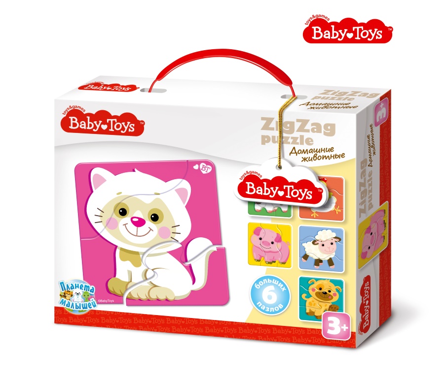 Пазлы макси ЗИГЗАГ "Домашние животные" BABY TOYS (18 эл)