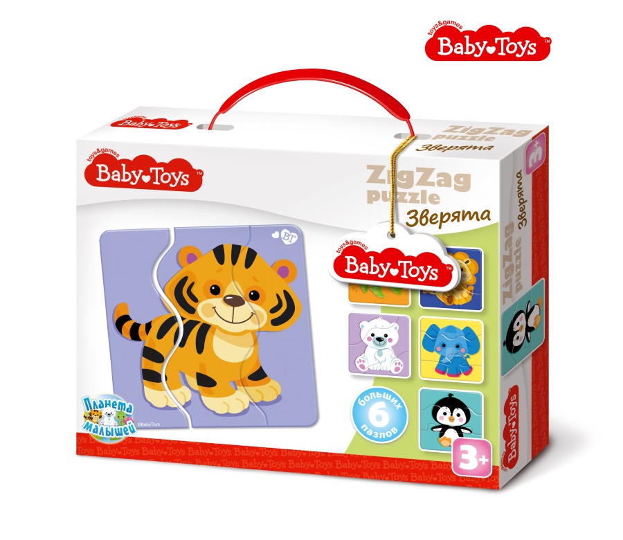 Пазлы макси ЗИГЗАГ "Зверята" BABY TOYS (18 эл)