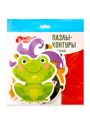 Пазлы-контуры мягкие "Зверята" 6 штук Baby Toys