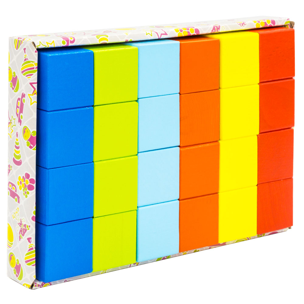 Набор «Кубики» деревянный окрашенный, 24 шт. в наборе, 6 цветов