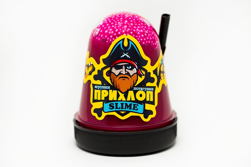 Слайм "Прихлоп" Флуоресцентный МАДЖЕНТА с шариками 130 гр