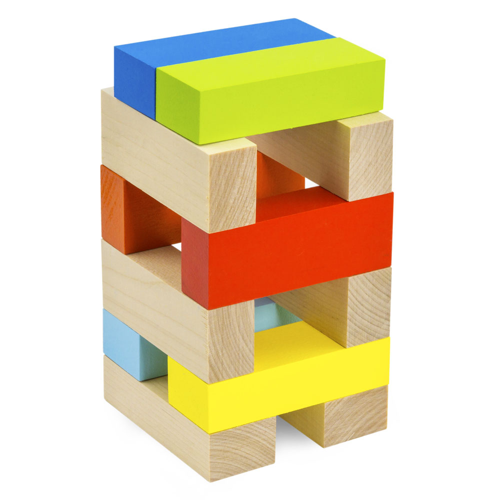 Набор «Кирпичики» деревянный наполовину  окрашенный, 12 шт. в наборе