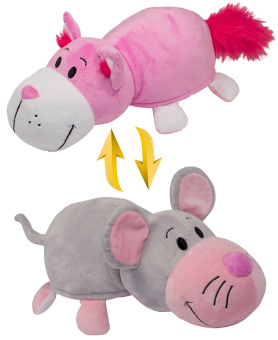 Вывернушка 35 см, Розовый кот - Мышка, 1TOY