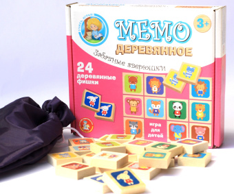 Игра деревянная МЕМО "Забавные зверюшки"