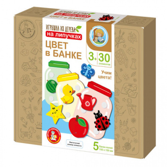 Игра развивающая из дерева на липучках "Цвет в банке"