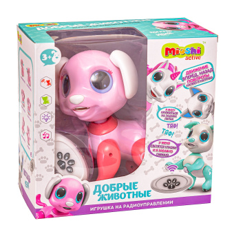 Игрушка р/у Mioschi Active "Добрые животные: Собачка Леденец" (20 см, 4 кан., свет, звук, роз.)